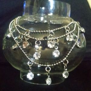 Bling Triple Strand Rhinstones Ankle Bracelet